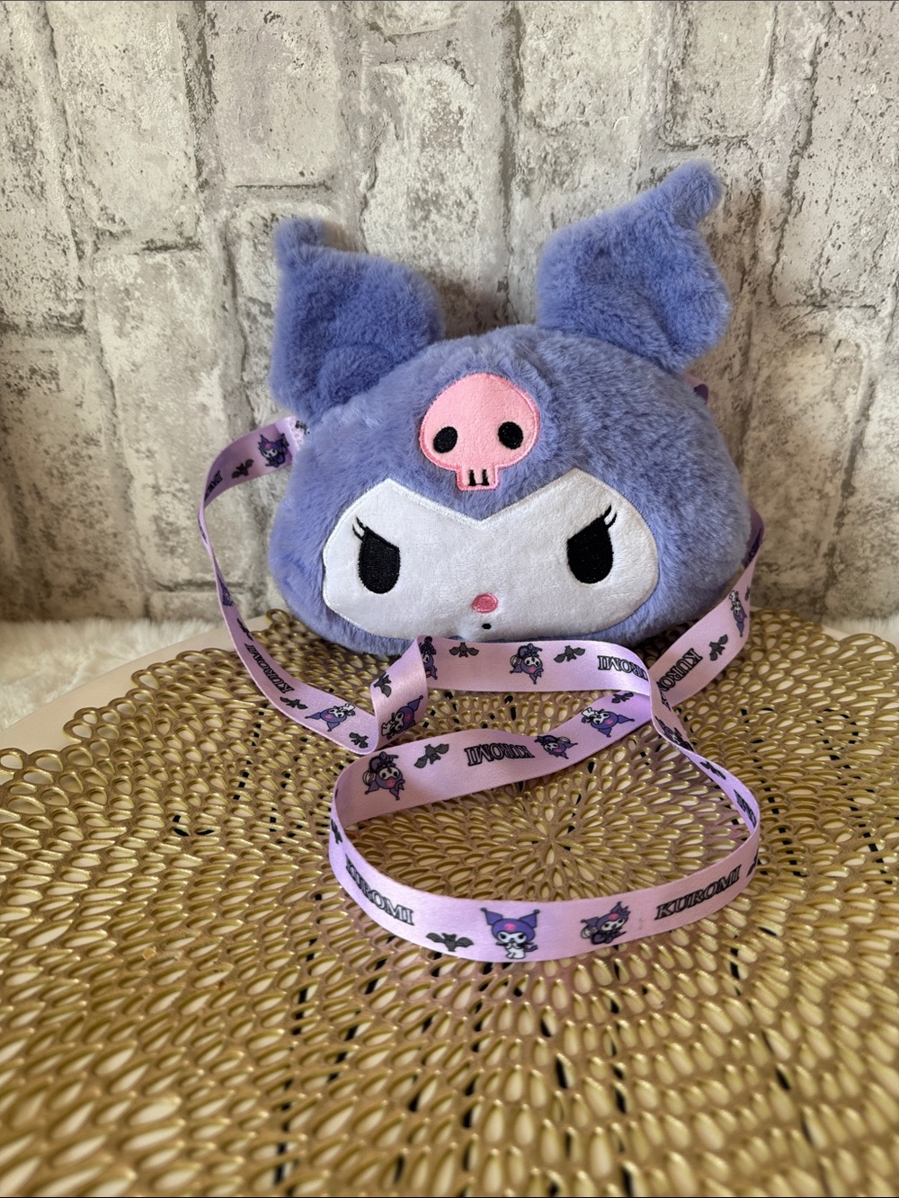Sanrio Kuromi Plush Mini Bag - Lavender and Pink